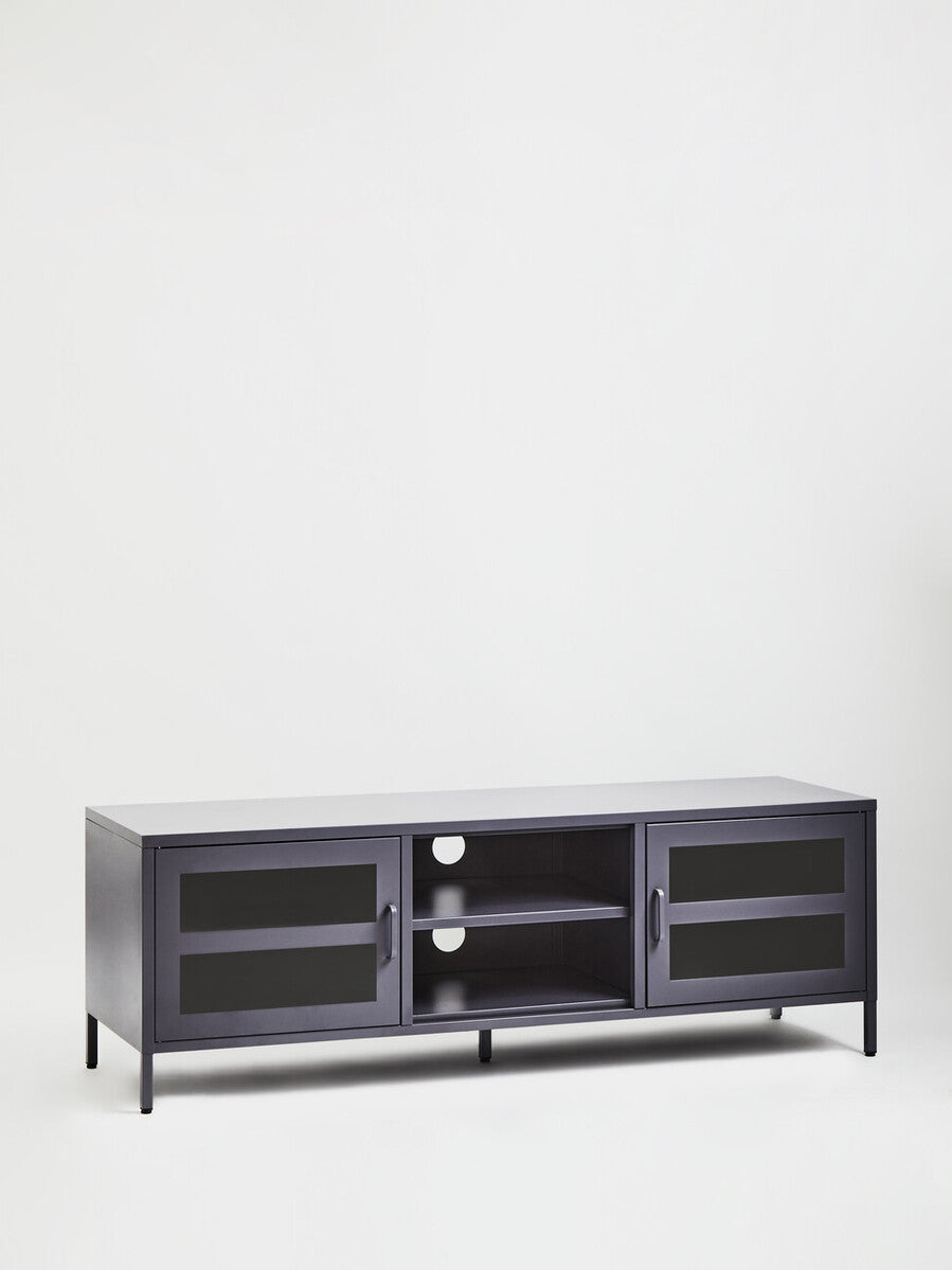 Two Door Grey Metal Media Unit | Acier