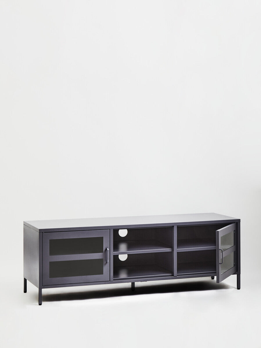 Two Door Grey Metal Media Unit | Acier