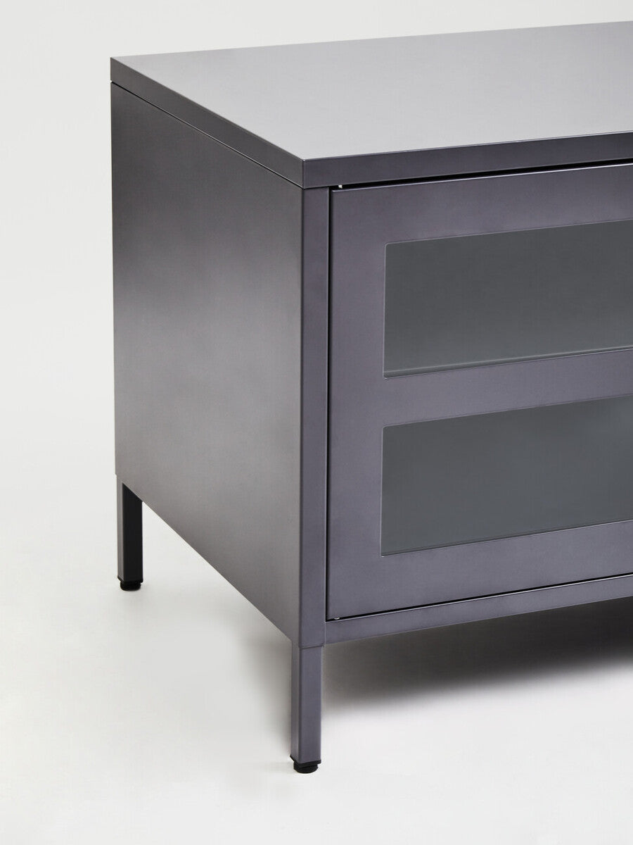Two Door Grey Metal Media Unit | Acier