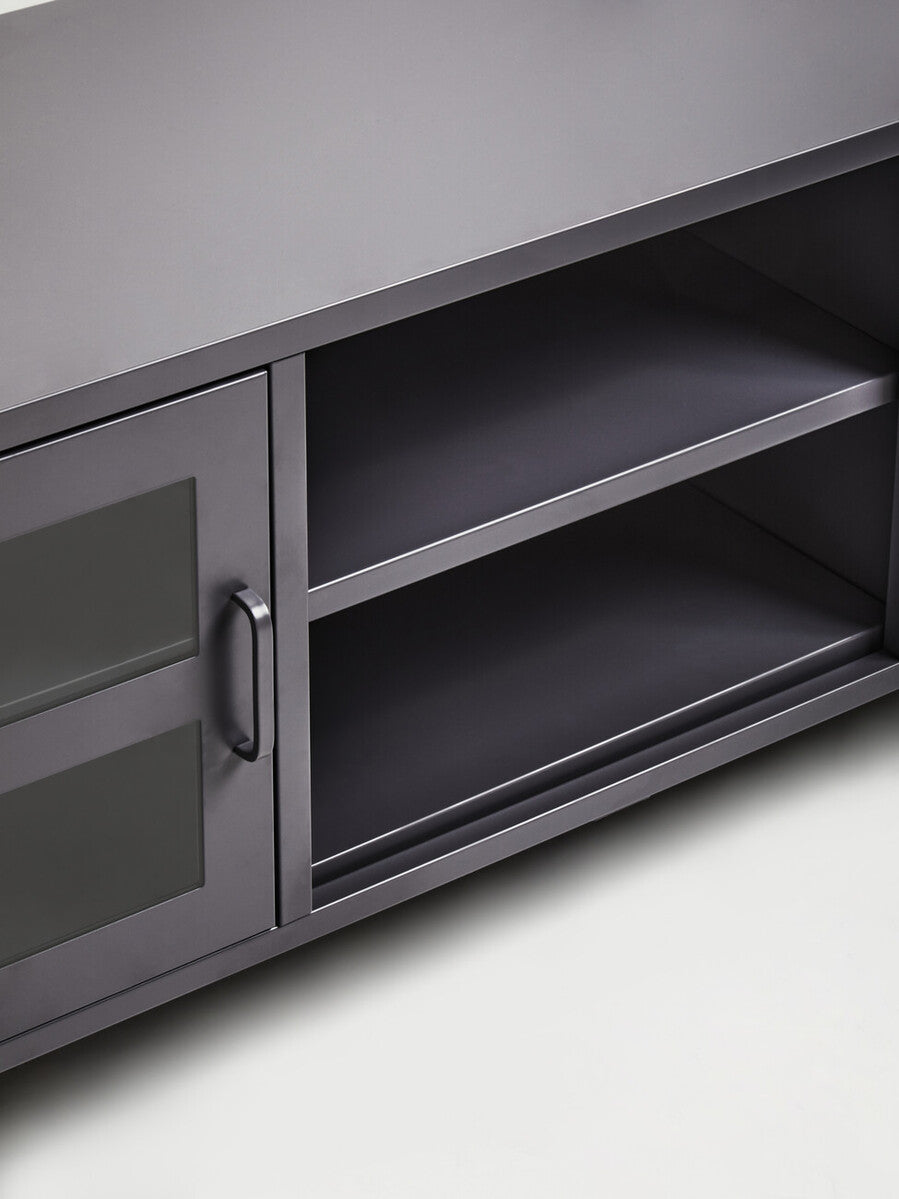 Two Door Grey Metal Media Unit | Acier