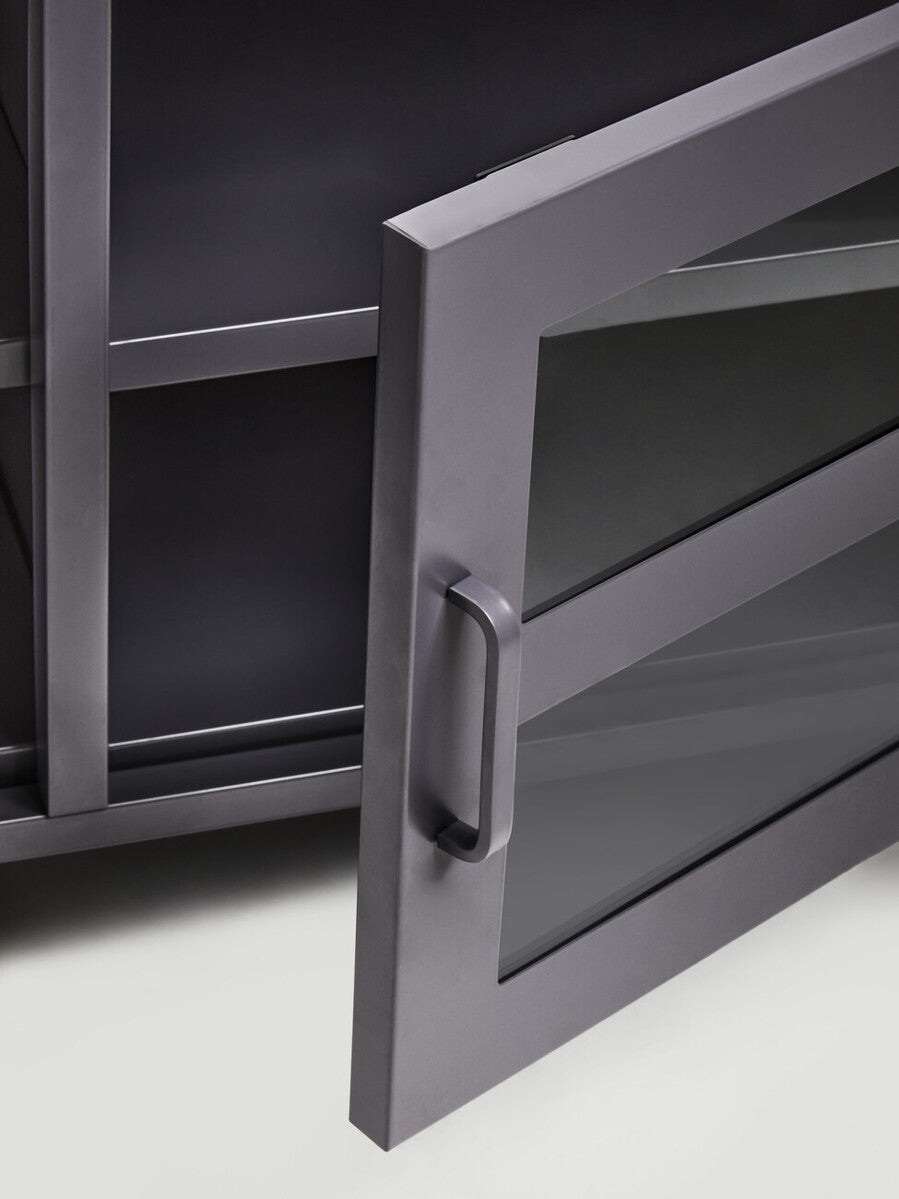 Two Door Grey Metal Media Unit | Acier