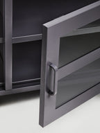 Two Door Grey Metal Media Unit | Acier