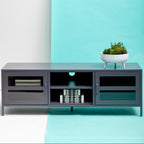Two Door Grey Metal Media Unit | Acier