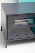 Two Door Grey Metal Media Unit | Acier