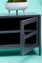 Two Door Grey Metal Media Unit | Acier