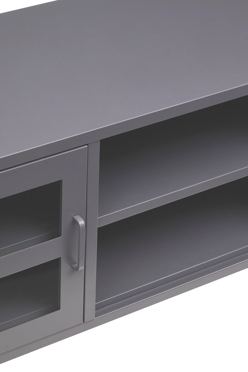 Two Door Grey Metal Media Unit | Acier