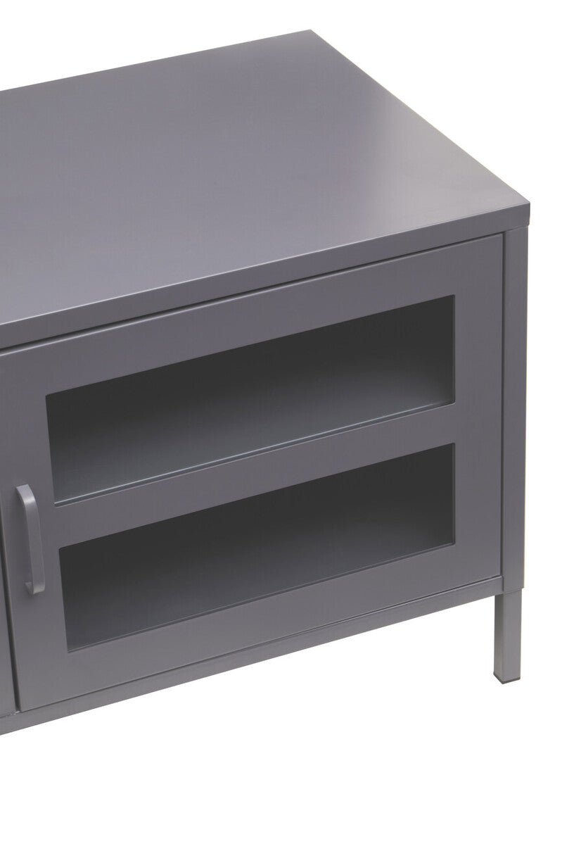 Two Door Grey Metal Media Unit | Acier