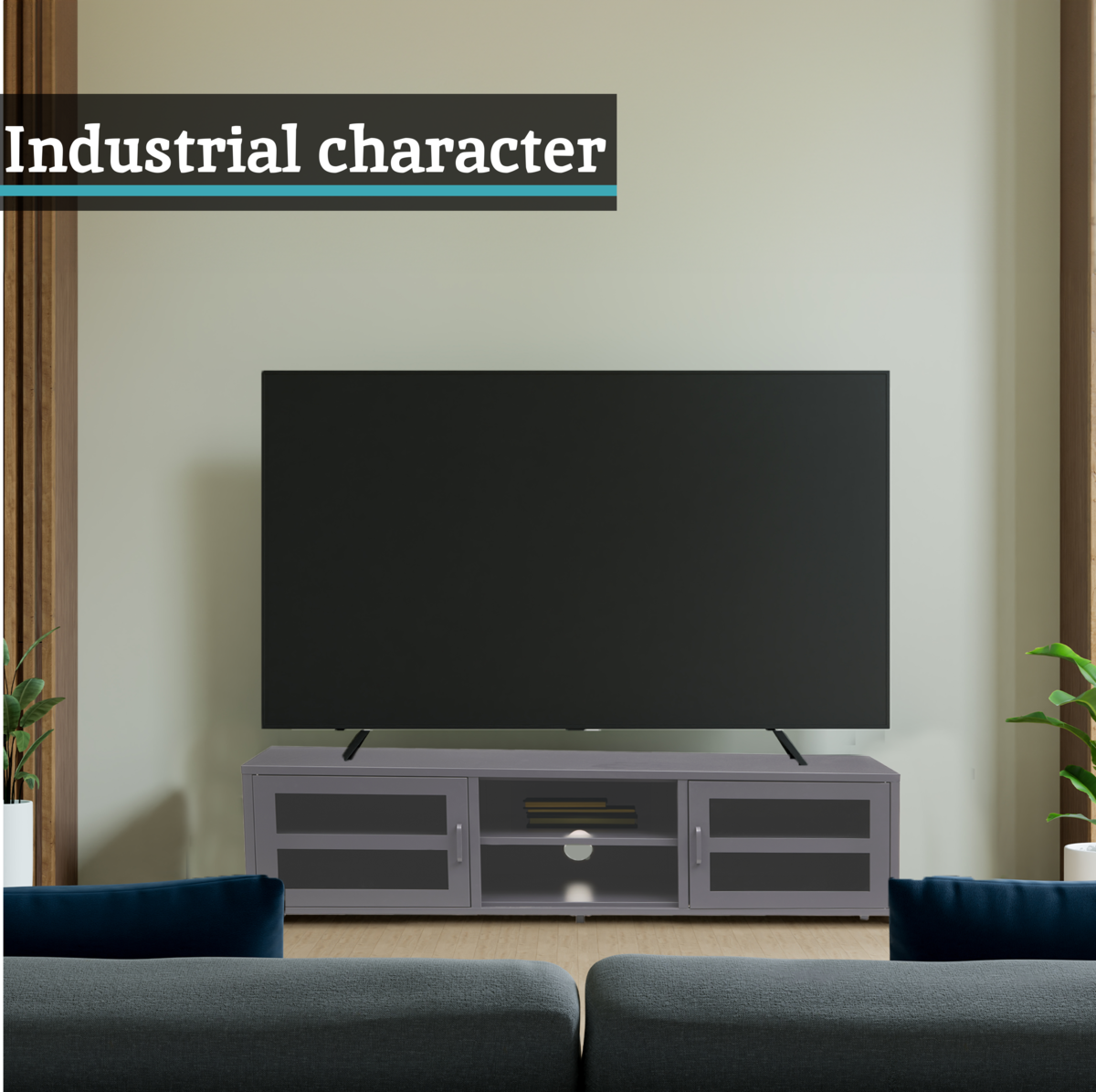 Two Door Grey Metal Media Unit | Acier