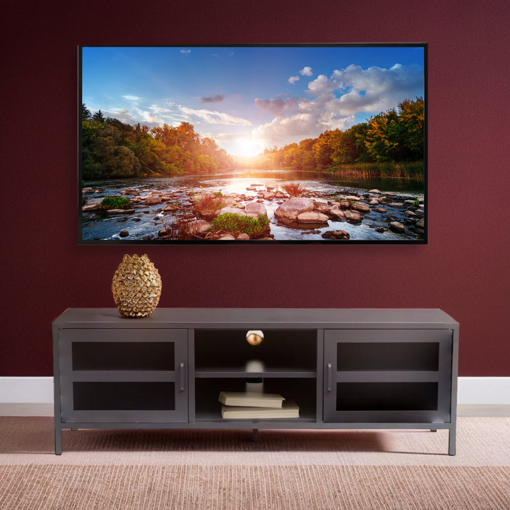 Two Door Grey Metal Media Unit | Acier