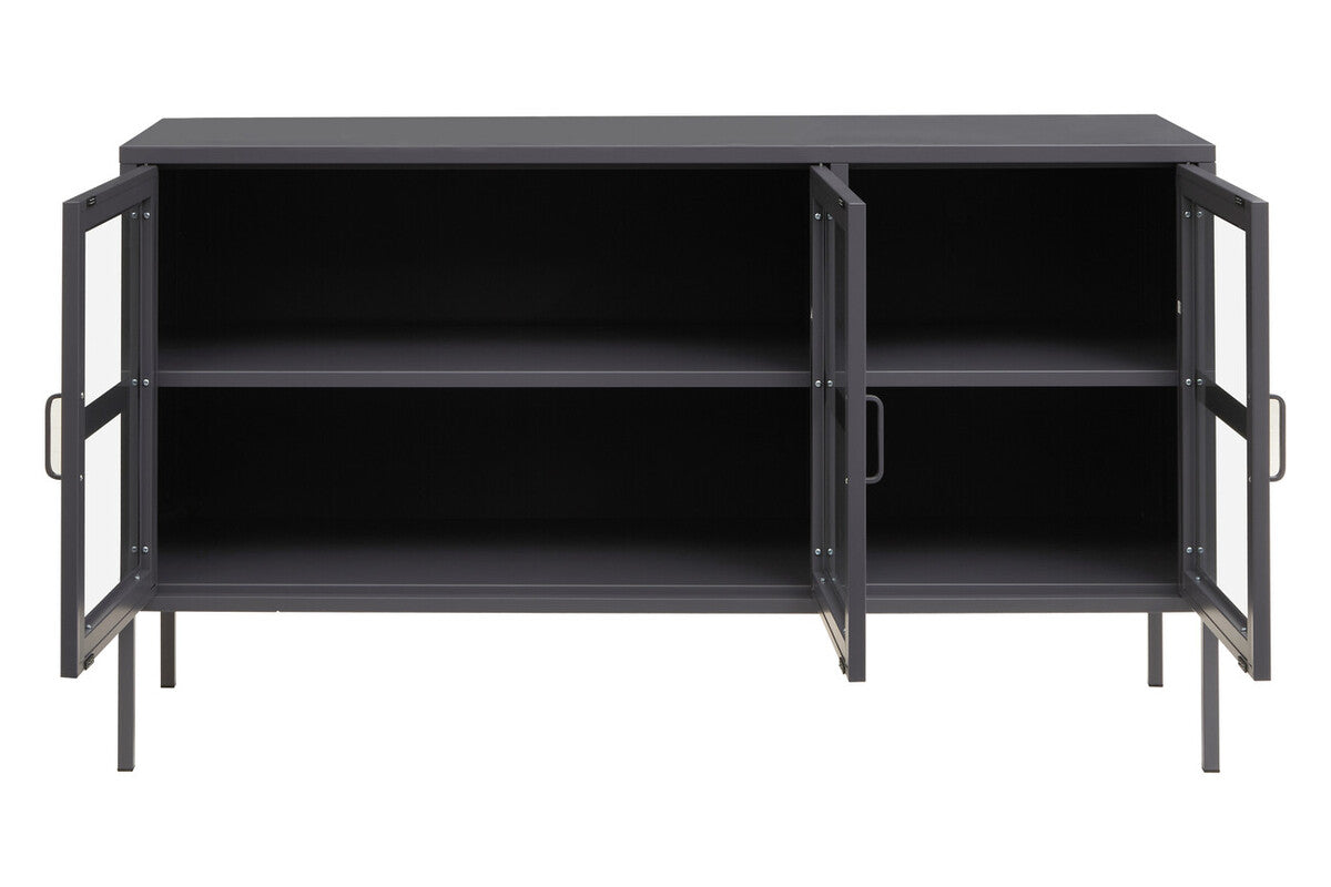 Three Door Grey Metal Sideboard | Acier