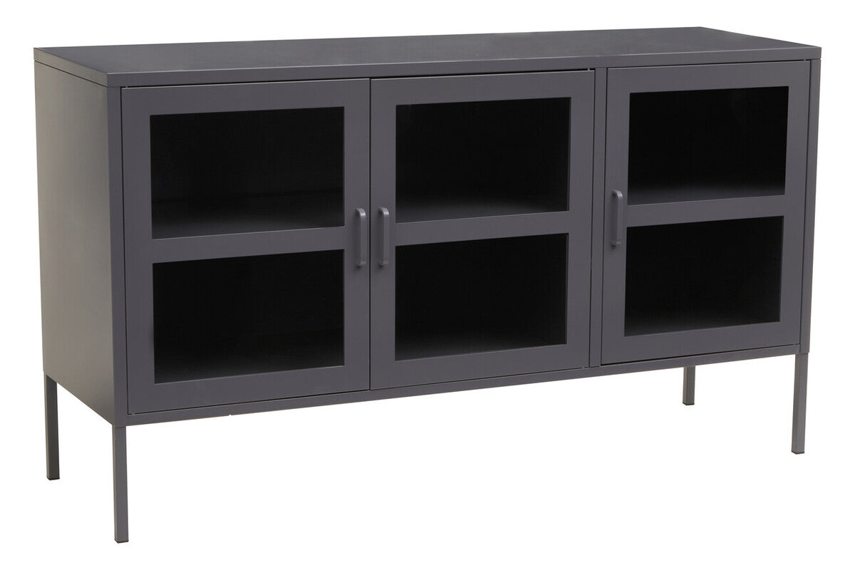 Three Door Grey Metal Sideboard | Acier