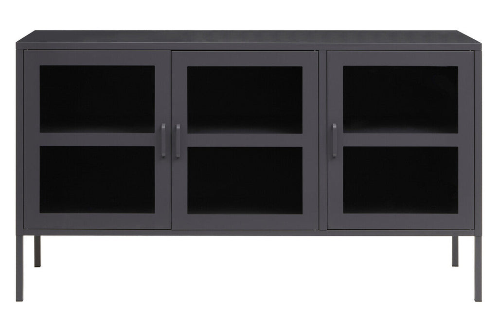 Three Door Grey Metal Sideboard | Acier