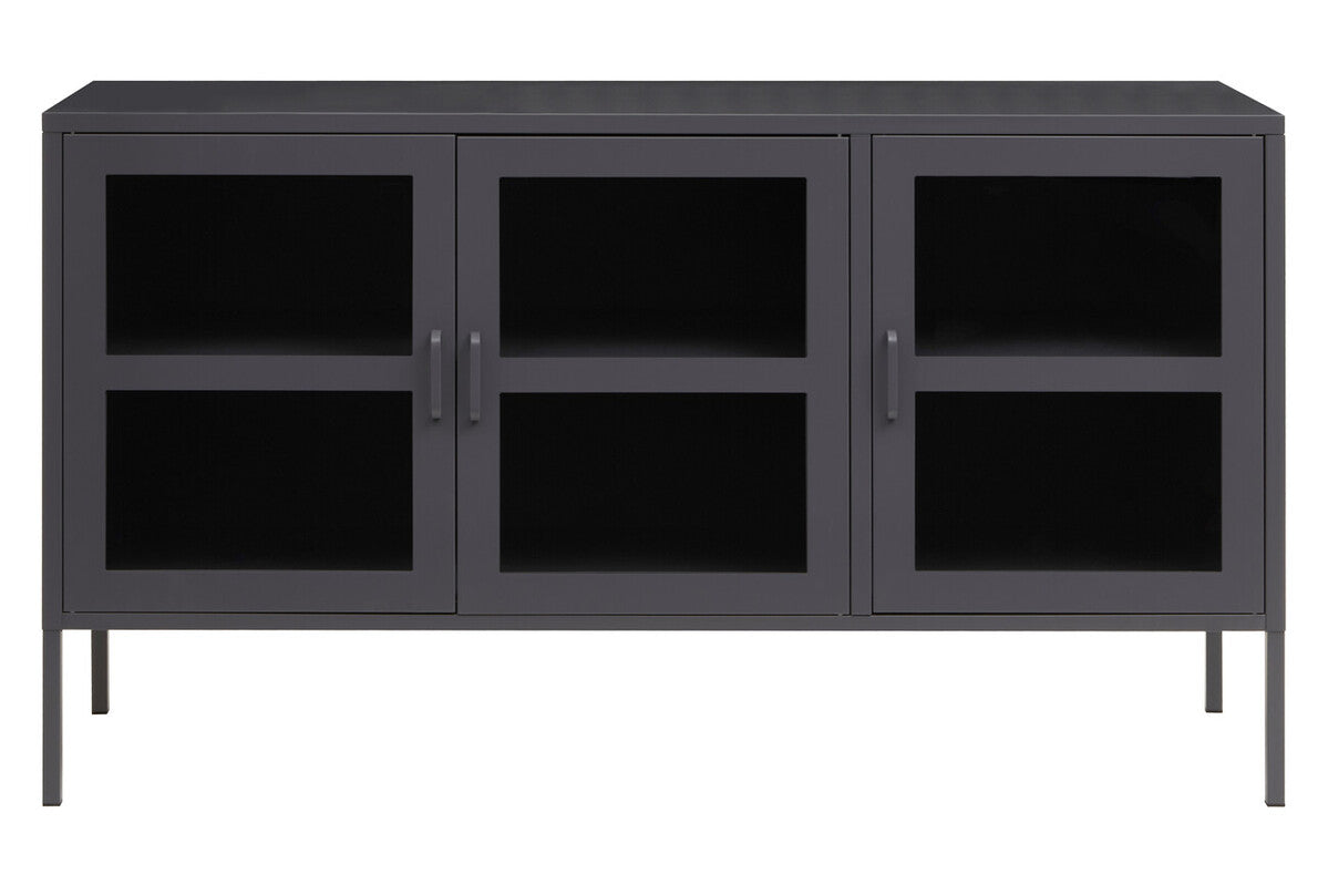 Three Door Grey Metal Sideboard | Acier