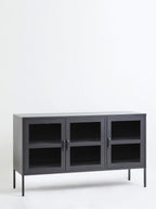 Three Door Grey Metal Sideboard | Acier