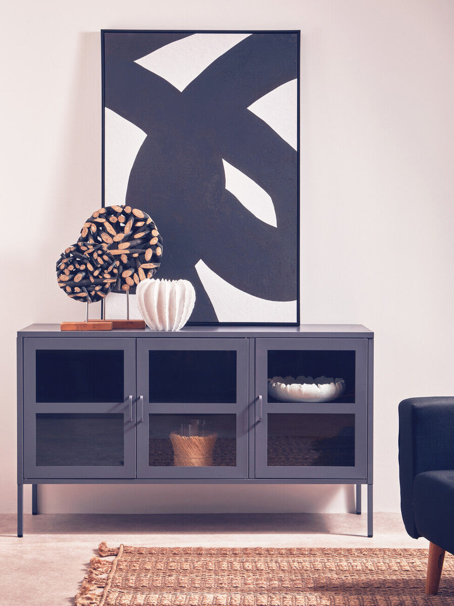 Three Door Grey Metal Sideboard | Acier
