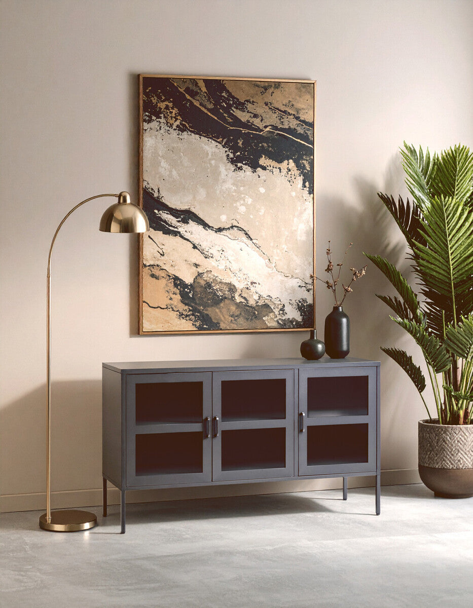 Three Door Grey Metal Sideboard | Acier