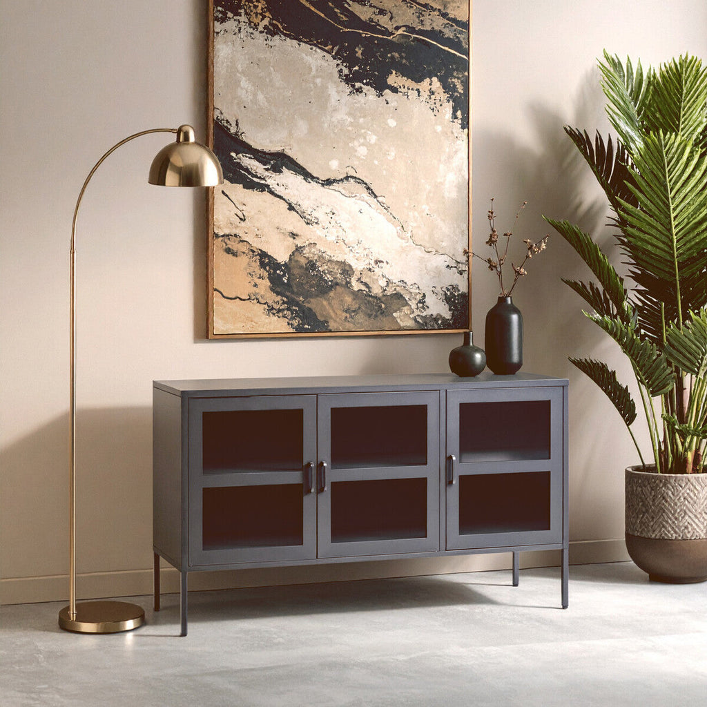 Three Door Grey Metal Sideboard | Acier