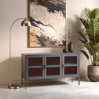 Three Door Grey Metal Sideboard | Acier