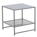 Grey Powder Coated Metal Square Side Table with Open Mesh Shelf, Acero | Acero