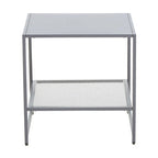 Grey Powder Coated Metal Square Side Table with Open Mesh Shelf, Acero | Acero