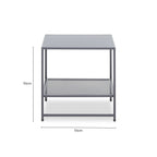 Grey Powder Coated Metal Square Side Table with Open Mesh Shelf, Acero | Acero