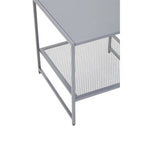 Grey Powder Coated Metal Square Side Table with Open Mesh Shelf, Acero | Acero