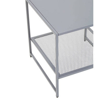 Grey Powder Coated Metal Square Side Table with Open Mesh Shelf, Acero | Acero