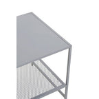 Grey Powder Coated Metal Square Side Table with Open Mesh Shelf, Acero | Acero
