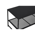 Black Powder Coated Metal Coffee Table with Open Storage Mesh Shelf, Acero | Acero