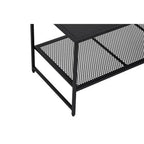 Black Powder Coated Metal Coffee Table with Open Storage Mesh Shelf, Acero | Acero