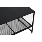 Black Powder Coated Metal Coffee Table with Open Storage Mesh Shelf, Acero | Acero