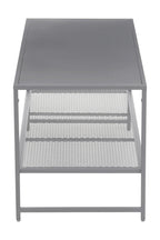 Grey Powder Coated Metal Coffee Table with Lower Mesh Display Shelf, Acero | Acero