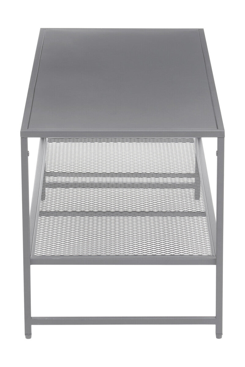 Grey Powder Coated Metal Coffee Table with Lower Mesh Display Shelf, Acero | Acero