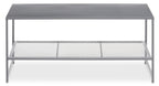 Grey Powder Coated Metal Coffee Table with Lower Mesh Display Shelf, Acero | Acero