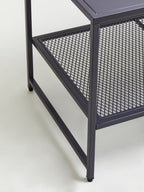Grey Powder Coated Metal Coffee Table with Lower Mesh Display Shelf, Acero | Acero
