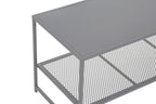 Grey Powder Coated Metal Coffee Table with Lower Mesh Display Shelf, Acero | Acero