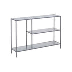 Grey Metal Console Table with Rectangular Top and Two-Tier Open Shelf Storage, Acero | Acero