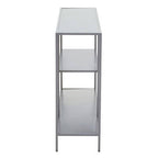 Grey Metal Console Table with Rectangular Top and Two-Tier Open Shelf Storage, Acero | Acero