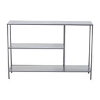 Grey Metal Console Table with Rectangular Top and Two-Tier Open Shelf Storage, Acero | Acero