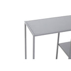 Grey Metal Console Table with Rectangular Top and Two-Tier Open Shelf Storage, Acero | Acero