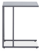 Grey Powder Coated Metal Side Table with C-Shaped Design, Acero | Acero