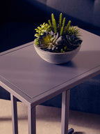 Grey Powder Coated Metal Side Table with C-Shaped Design, Acero | Acero