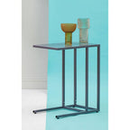 Grey Powder Coated Metal Side Table with C-Shaped Design, Acero | Acero