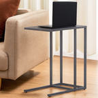 Grey Powder Coated Metal Side Table with C-Shaped Design, Acero | Acero