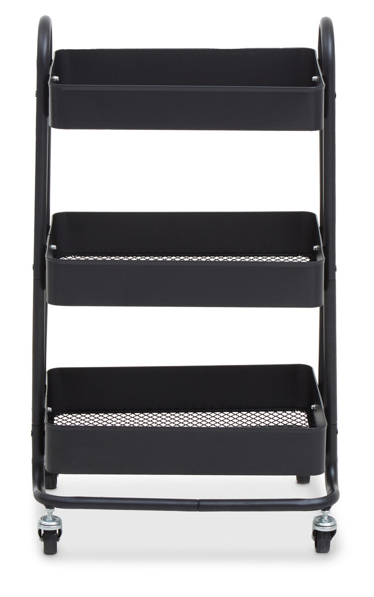 Three Tier Black Metal Trolley | Acero