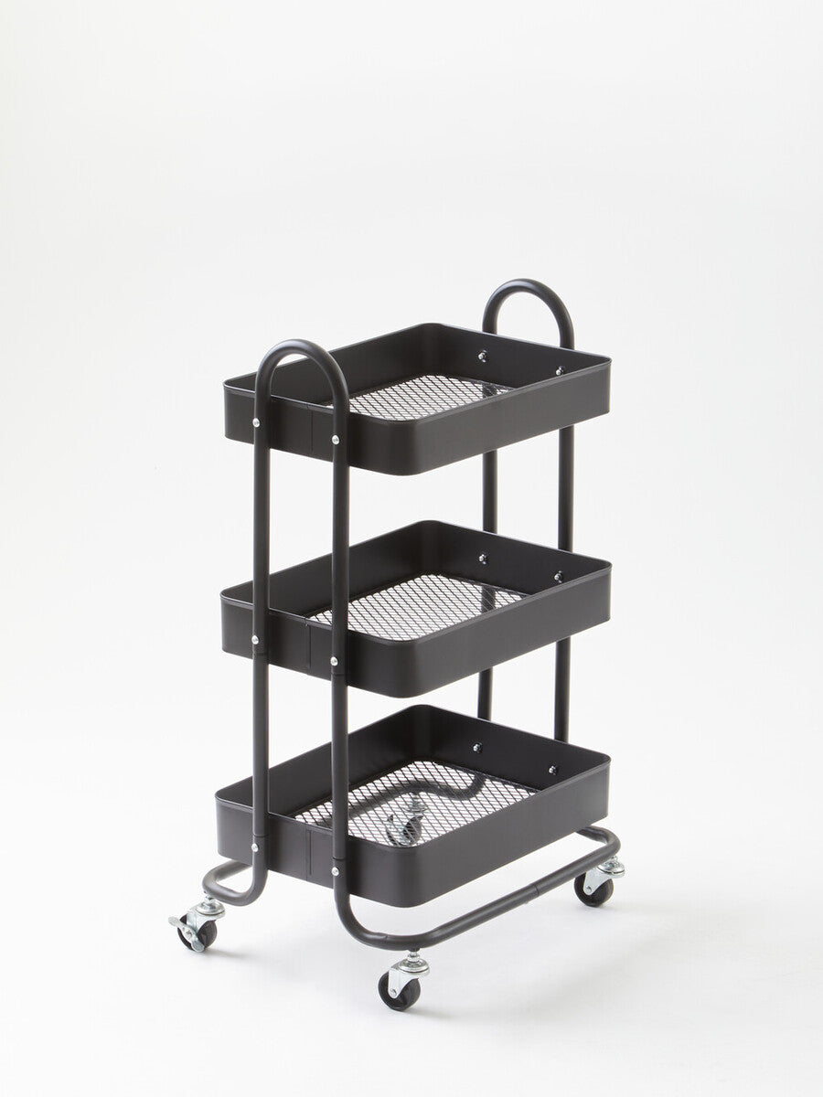 Three Tier Black Metal Trolley | Acero
