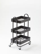Three Tier Black Metal Trolley | Acero