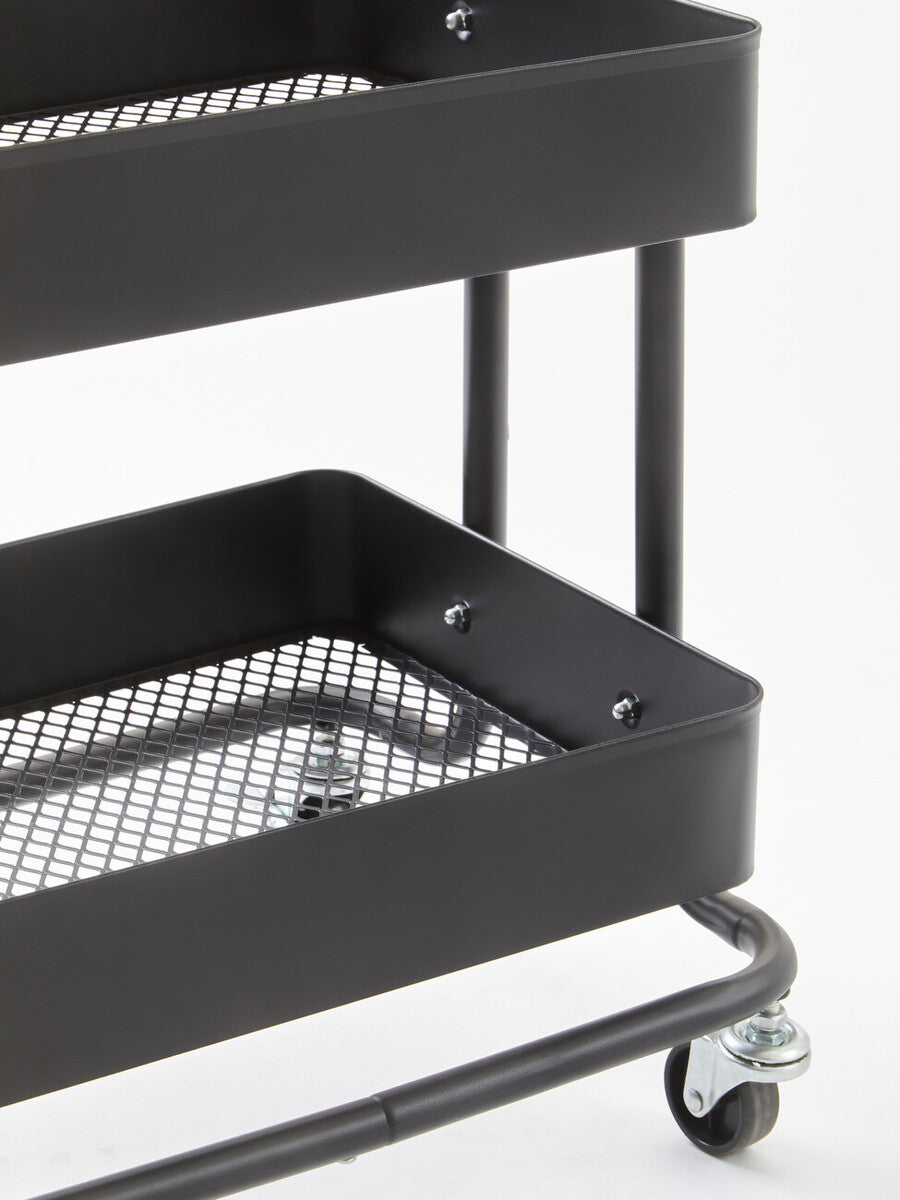 Three Tier Black Metal Trolley | Acero