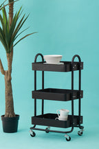 Three Tier Black Metal Trolley | Acero
