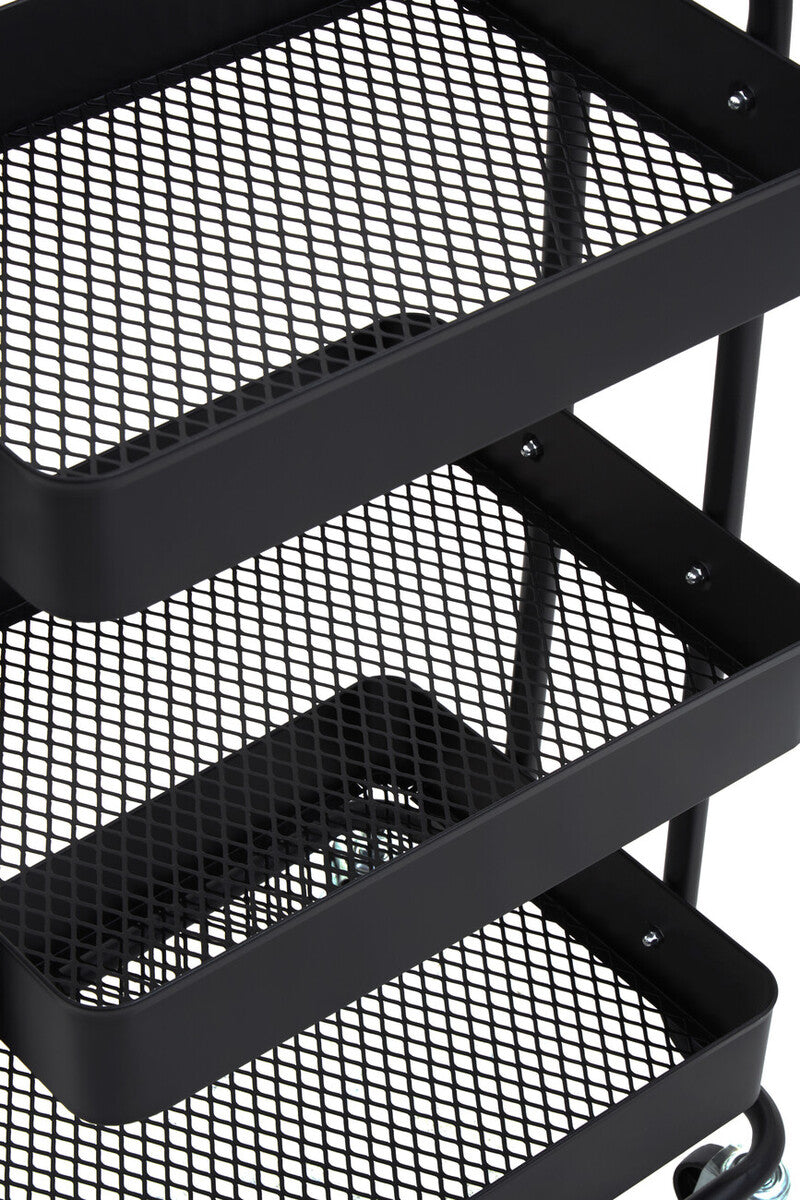 Three Tier Black Metal Trolley | Acero